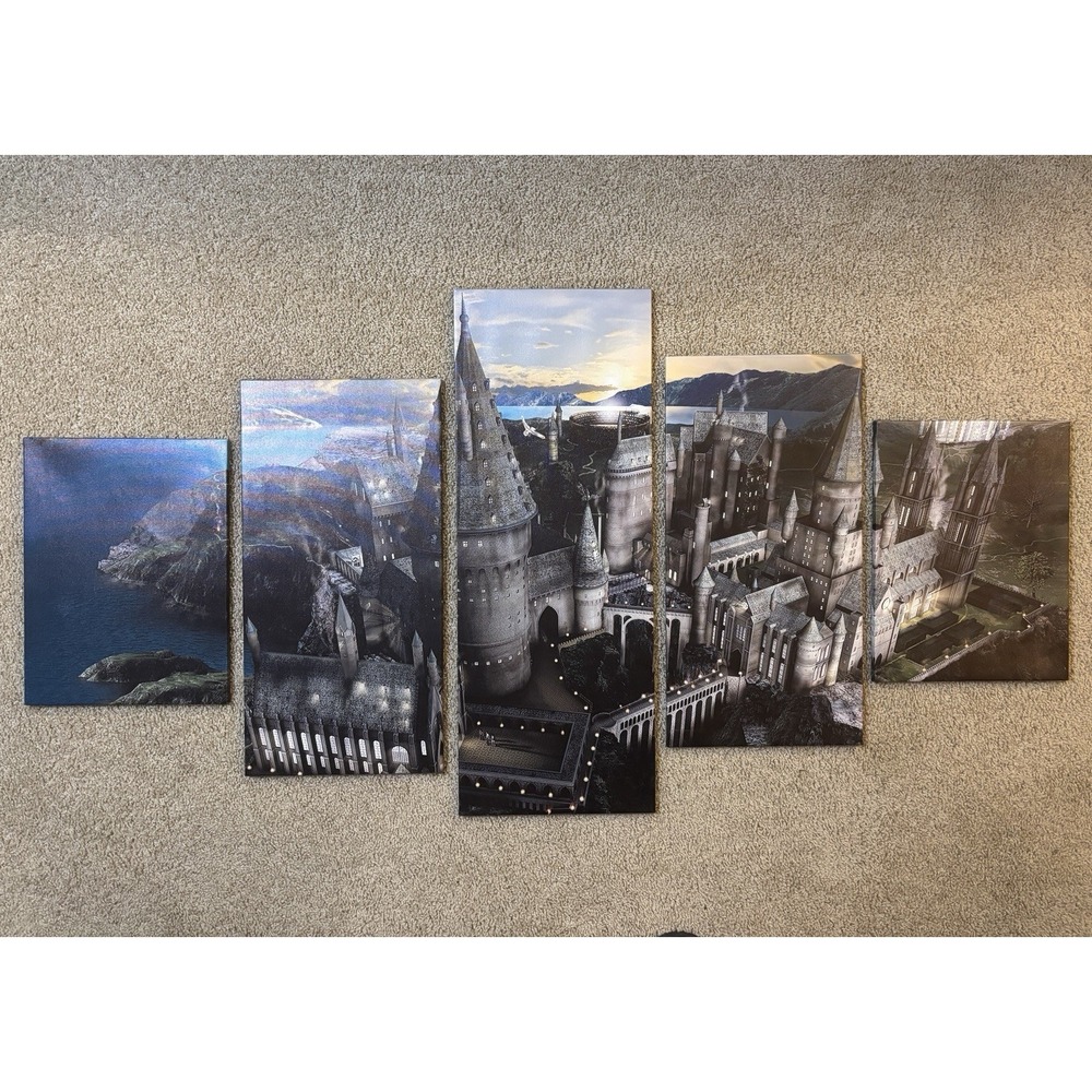 Harry Potter Hogwarts Castle Magical Fantasy 5 Piece Panel Canvas Wall Art Decor